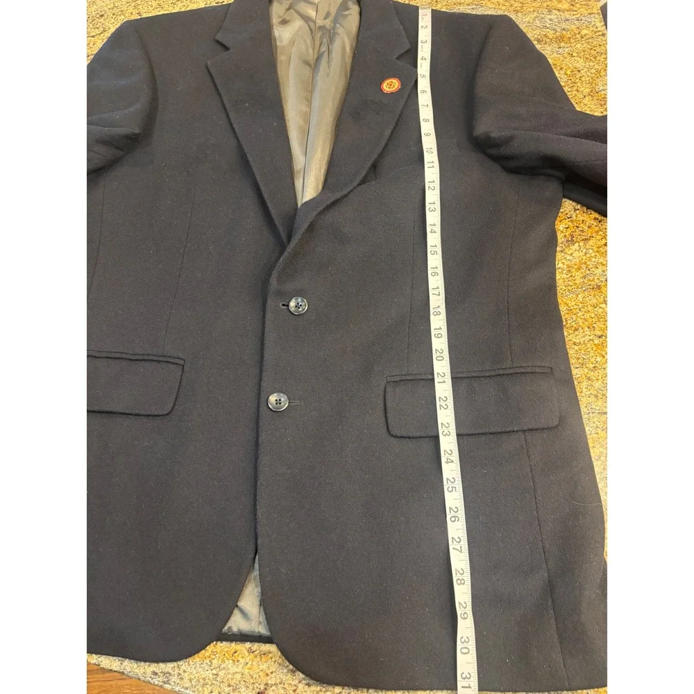 (READ) Oscar de la Renta Black Wool Cashmere Blazer Mens 44R Classic Two‎ Button